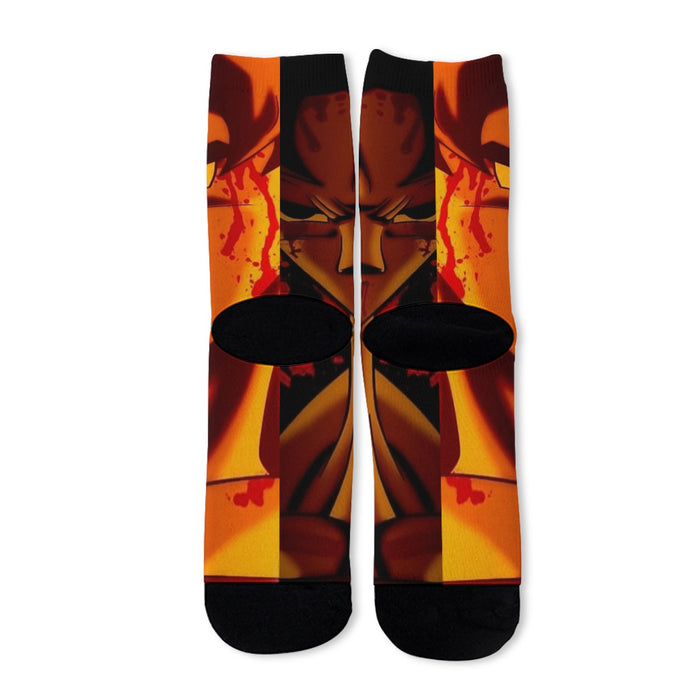 Dragon Ball Z Pissed Serious Son Goku Dope Orange Socks