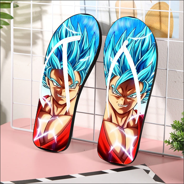 Dragon Ball Super Goku Blue Lightning SSGSS Design Flip Flops