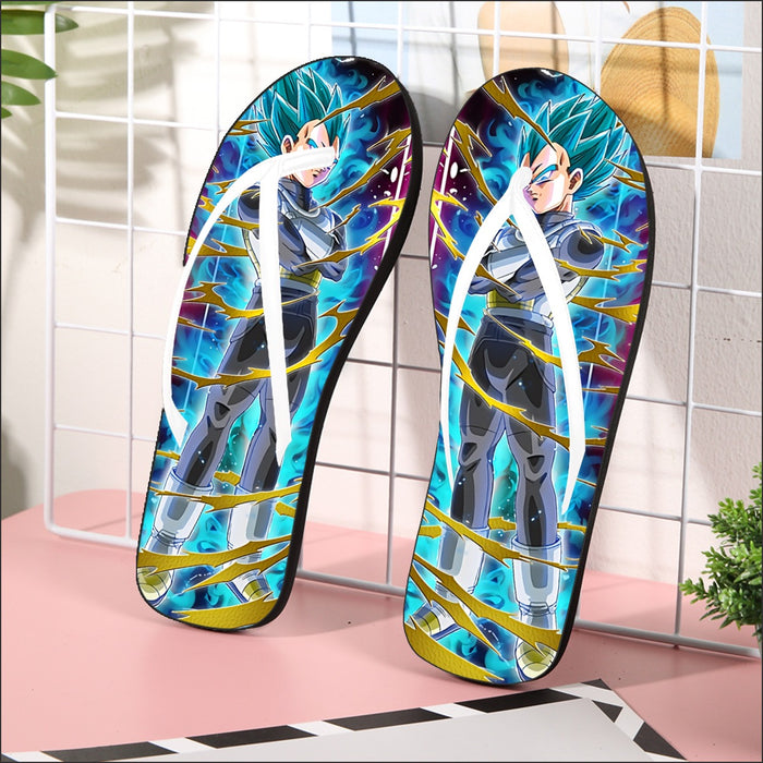 Dragon Ball Vegeta Super Saiyan God Blue SSGSS Aura Power Dope Design Flip Flops