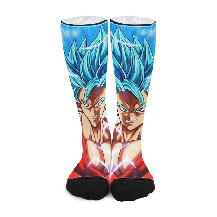 Dragon Ball Super Goku Blue Lightning SSGSS Design Socks