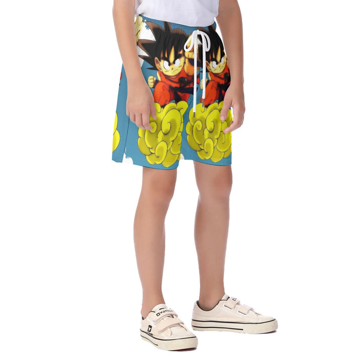 Young Goku Kid Flying Cloud Fight 3D Dragonball Kid's Beach Shorts