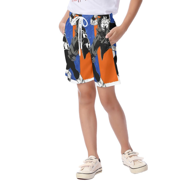 Red Goku And Blue Vegeta Fight Dragon Ball Z Kid's Beach Shorts