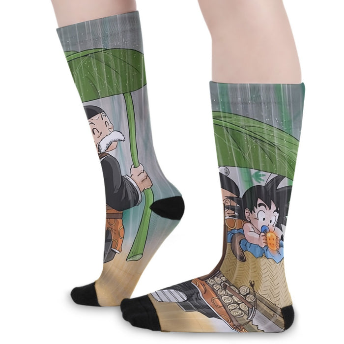 DBZ Kid Goku Super Saiyan Grandpa Gohan Cover Rain Cute Design Socks