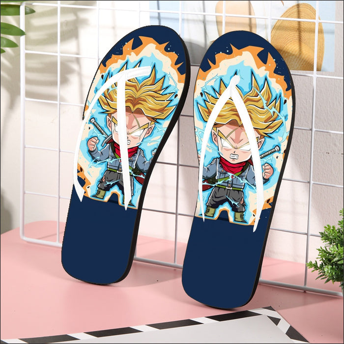 Dragon Ball Future Trunks Saga Super Saiyan Chibi Design Flip Flops