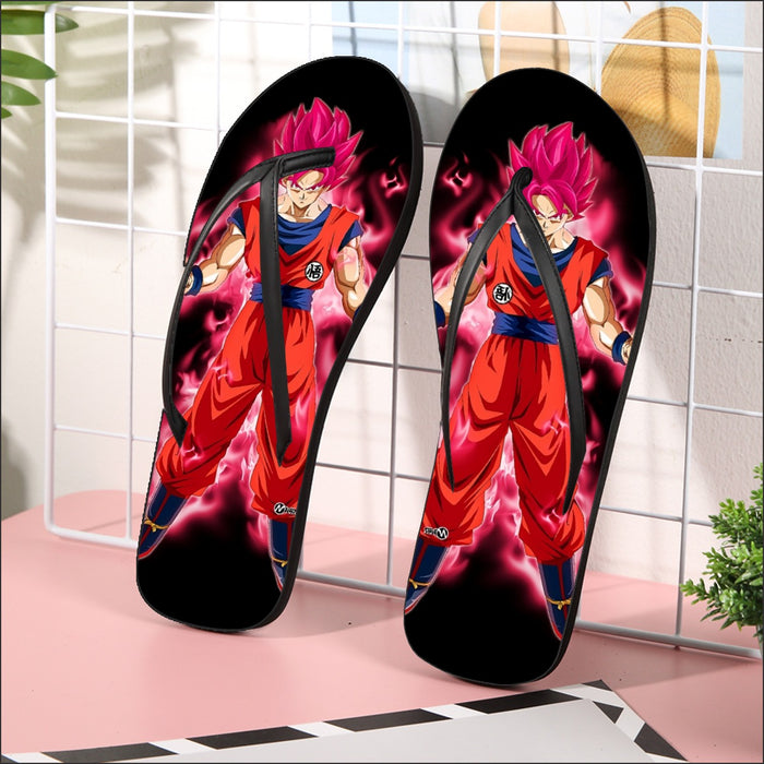 Dragon Ball Super Son Goku Red Kaioken Ultra Instinct Flip Flops