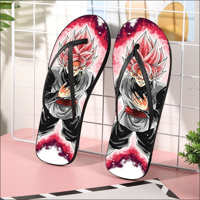 Dragon Ball Super Black Goku Rose 2 Super Saiyan Grin Flip Flops