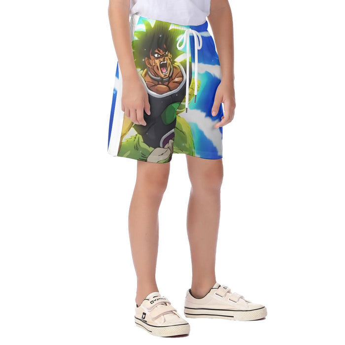 Dragon Ball Z Broly Wearing His Control Mechanism Kid's Beach Shorts