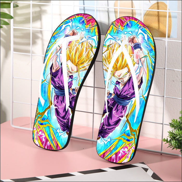 Teen Gohan Dragon Ball Full Tilt Kamehameha Super Saiyan 2 Flip Flops