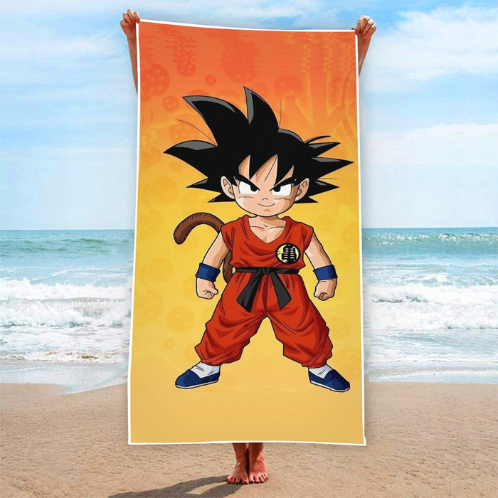 Cute Young Kid Goku Yellow Dragon Ball 3D Beach Towel