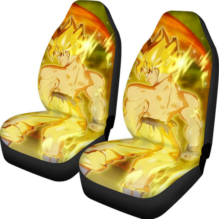 Dragon Ball Goku Super Saiyan Battle Posture Aura Style Car Seat Cover