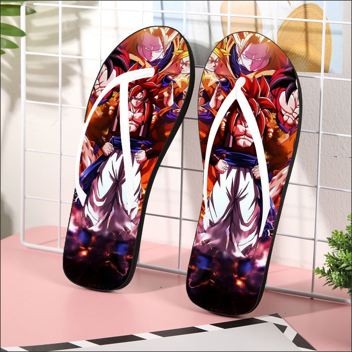 DBZ Gogeta Goku Vegeta Super Saiyan Powerful Lightning Thunder Design Flip Flops