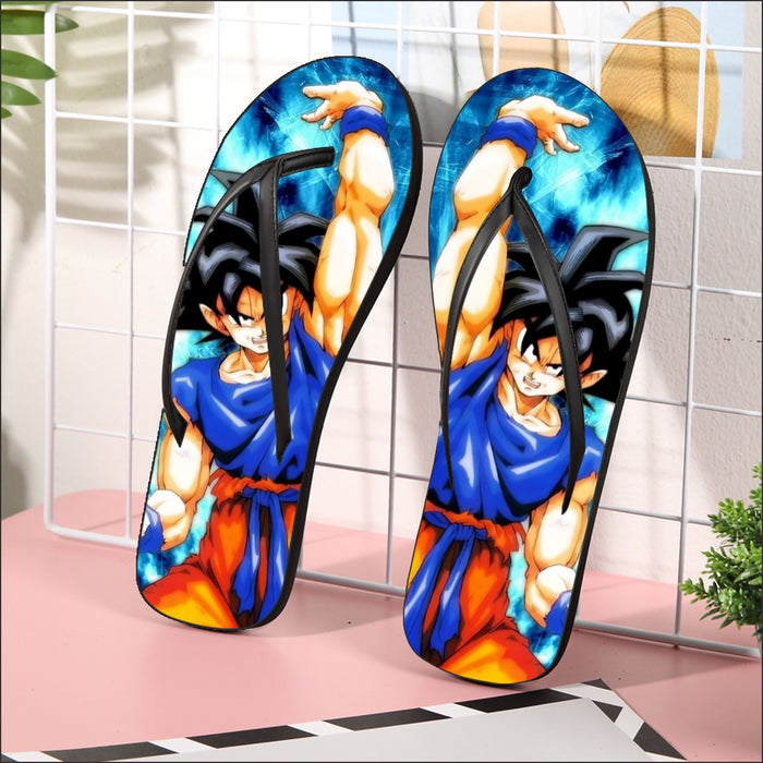 Dragon Ball Z Son Goku Cool Blue Aura Energy Ball Flip Flops