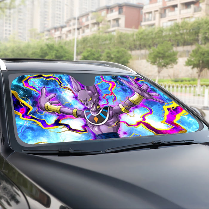 Dragon Ball Super Beerus Destruction God Egyptian Cat Vibrant Design Windshield Sunshade