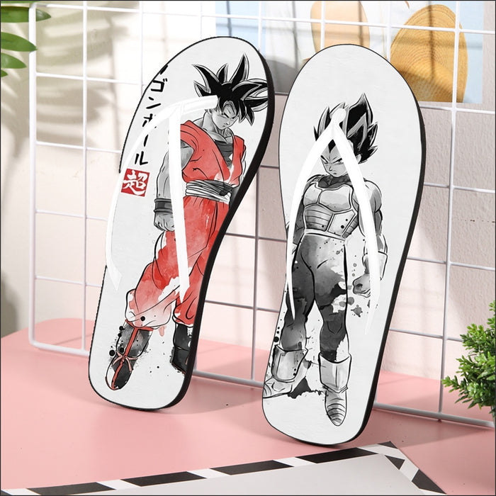 Watercolor Goku And Vegeta Posing Dragon Ball Z Flip Flops