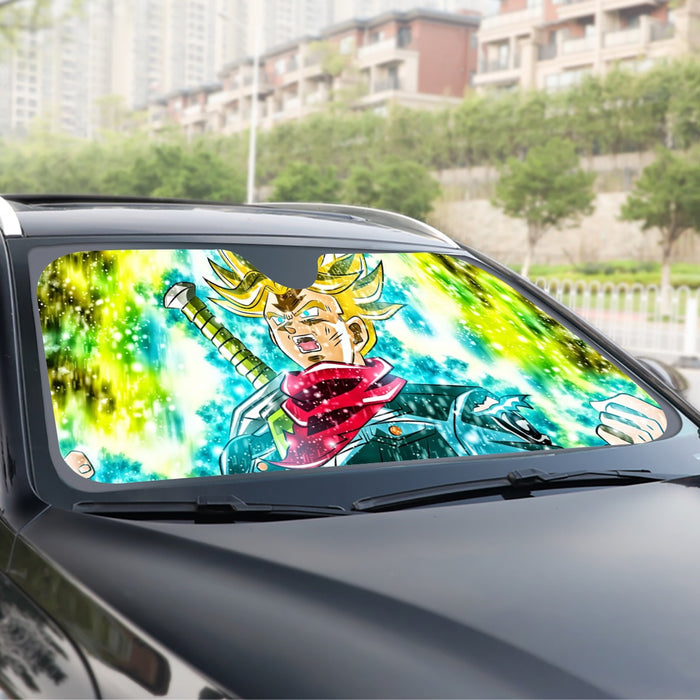 DBZ Trunks Super Saiyan Powerful Battle Ultimate Transformation Design Windshield Sunshade