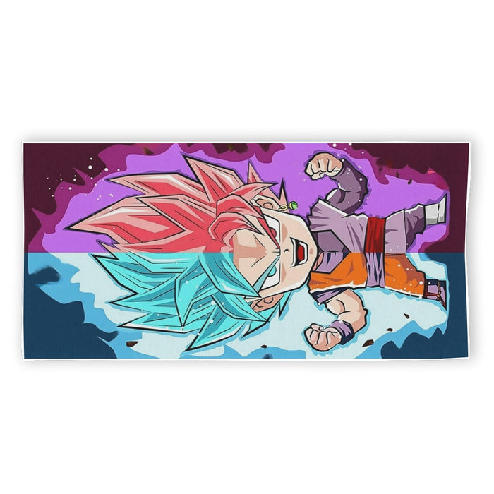 DBZ Goku Zamasu SSGSS God Blue Rose Super Saiyan Chibi Beach Towel