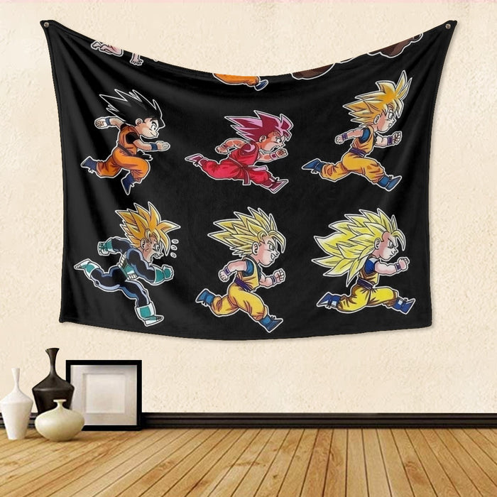 Dragon Ball Anime Son Goku All Form Transformation Tapestry