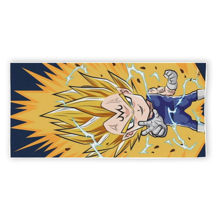 DBZ Majin Vegeta Super Saiyan Prince Power Aura Chibi Sketch Beach Towel