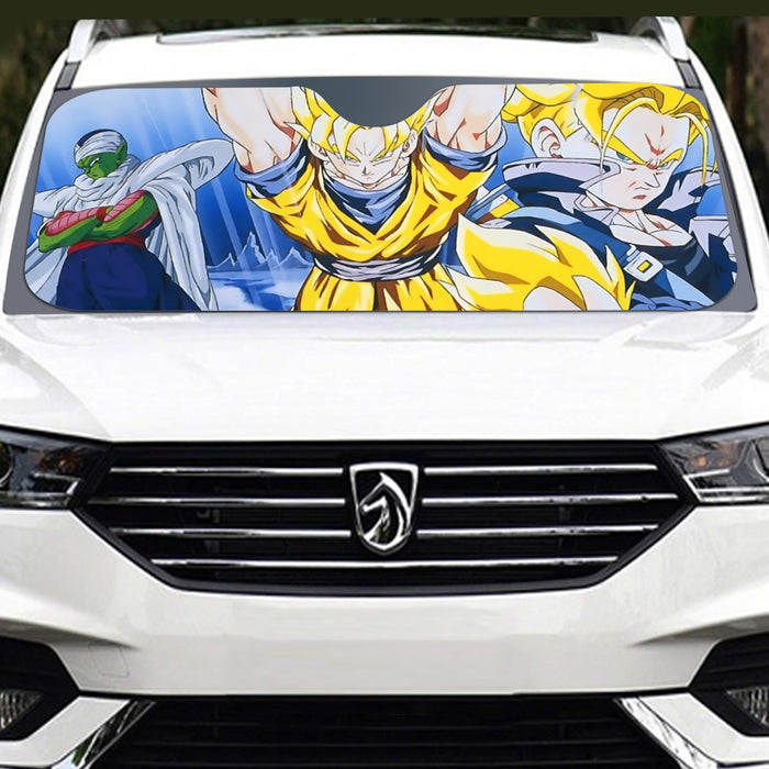 DBZ Goku Saiyan Spirit Bomb Vegeta Piccolo Gohan Trunks Vibrant Design Windshield Sunshade