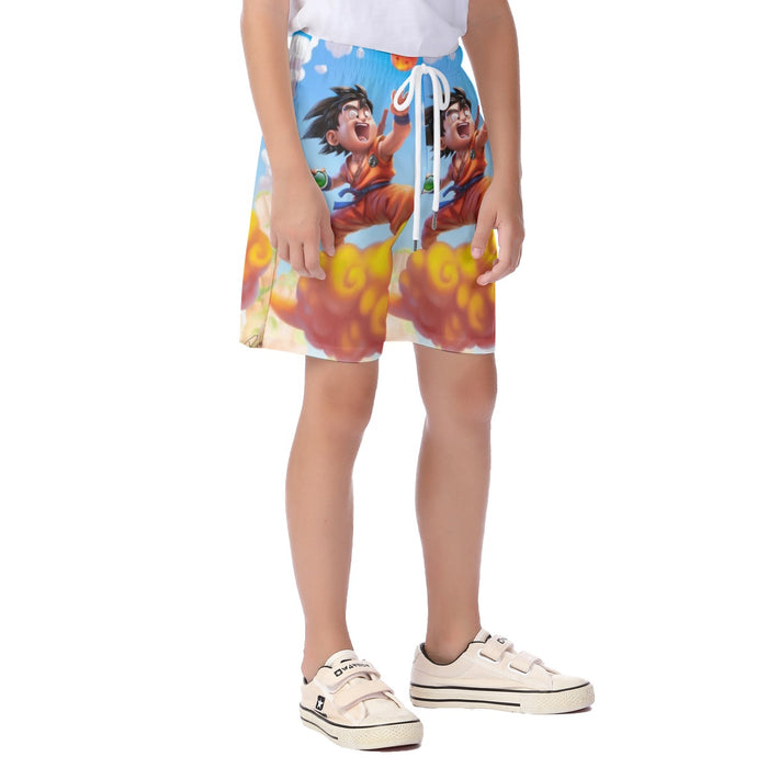 Dragon Ball Goku Kid Ride Flying Nimbus Cute Dope Streetwear Kid's Beach Shorts