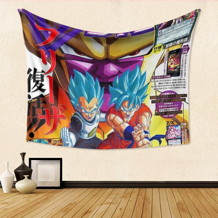 Golden Frieza Super Saiyan God Goku Vegeta Blue Hair 3D Tapestry