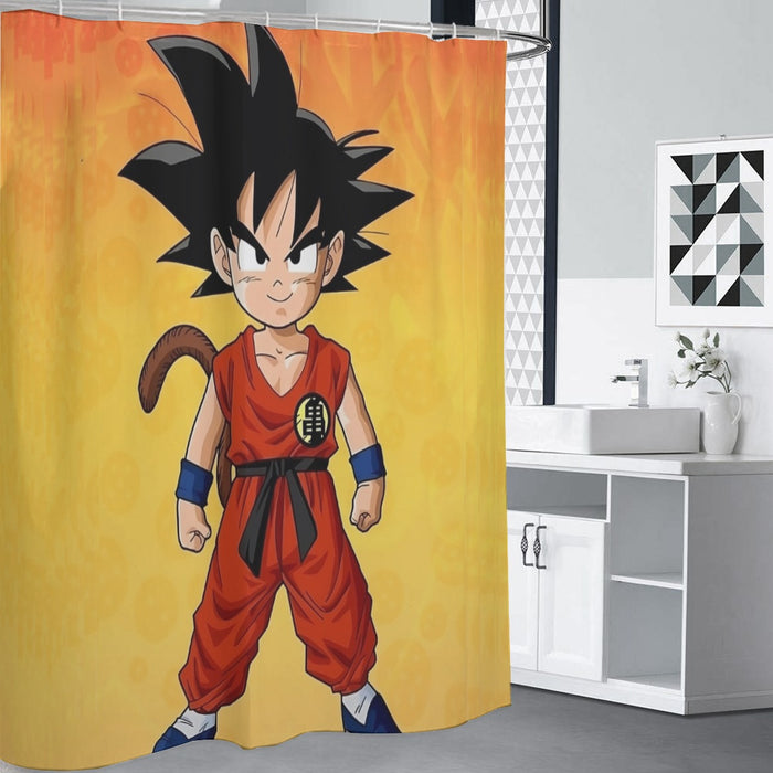 Cute Young Kid Goku Yellow Dragon Ball 3D Shower Curtains