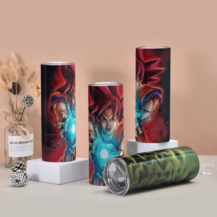Awesome Red Hair Goku DBZ Tumbler with twinkle surface