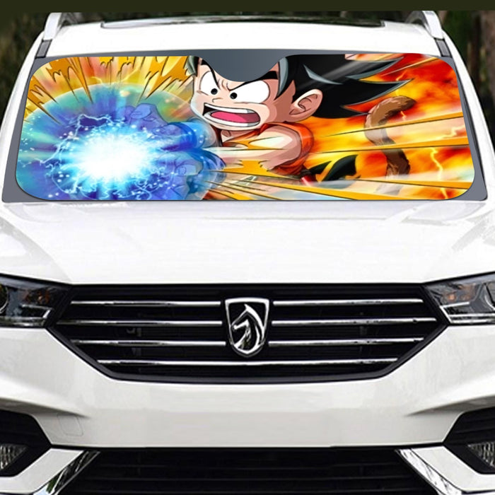 Dragon Ball Energy Kid Goku Blue Kamehameha Windshield Sunshade