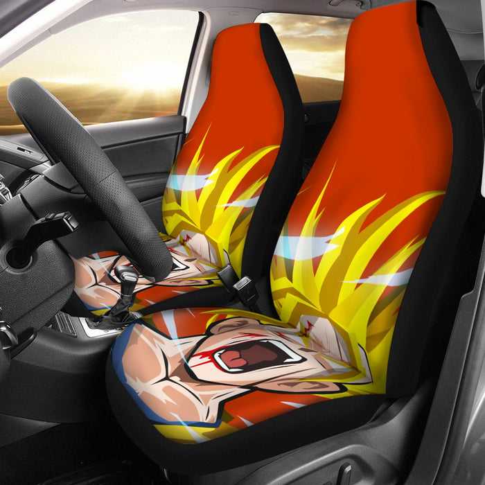 Dragon Ball Goku Super Saiyan Angry Scream Hand Drawing Design Car Seat Cover