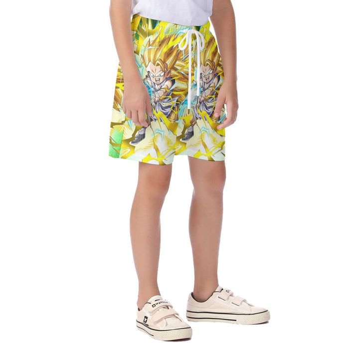 Dragon Ball Kid Goku SSJ3 Kamehameha  Kid's Beach Shorts