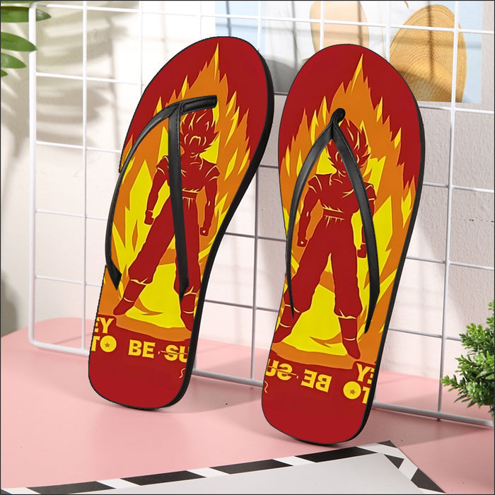 Dragon Ball Z Son Goku On Fire Its Okay To Be Super Saiyan  Flip Flops