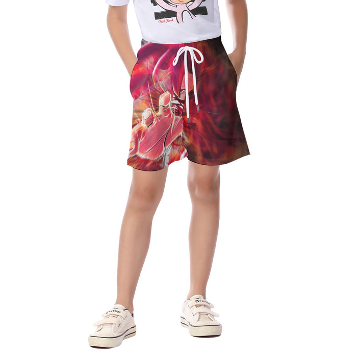 Dragon Ball Z Son Goku Super Saiyan Rose Blue Aura Kid's Beach Shorts