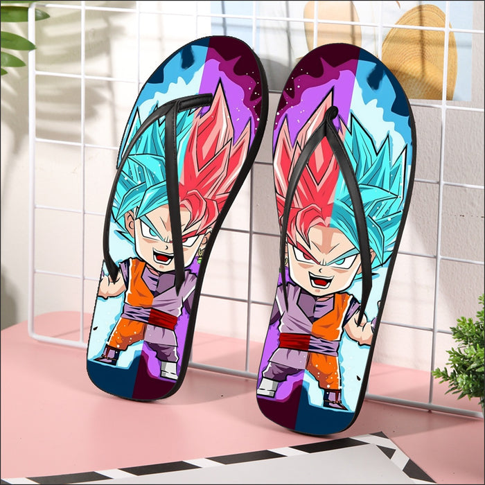 DBZ Goku Zamasu SSGSS God Blue Rose Super Saiyan Chibi Flip Flops