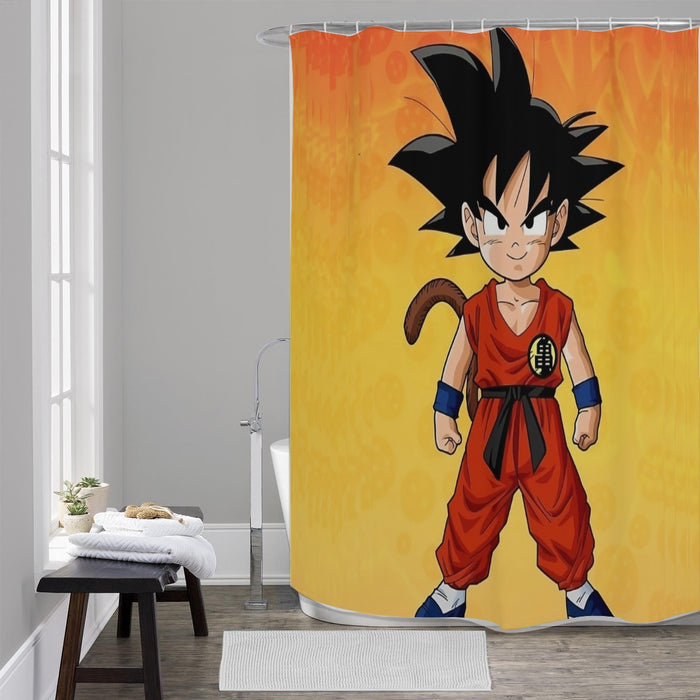 Cute Young Kid Goku Yellow Dragon Ball 3D Shower Curtains