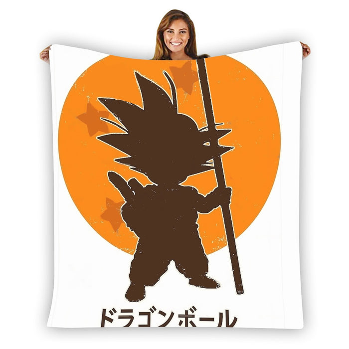 Dragon Ball Z Kid Goku Shadow Logo White  Blanket