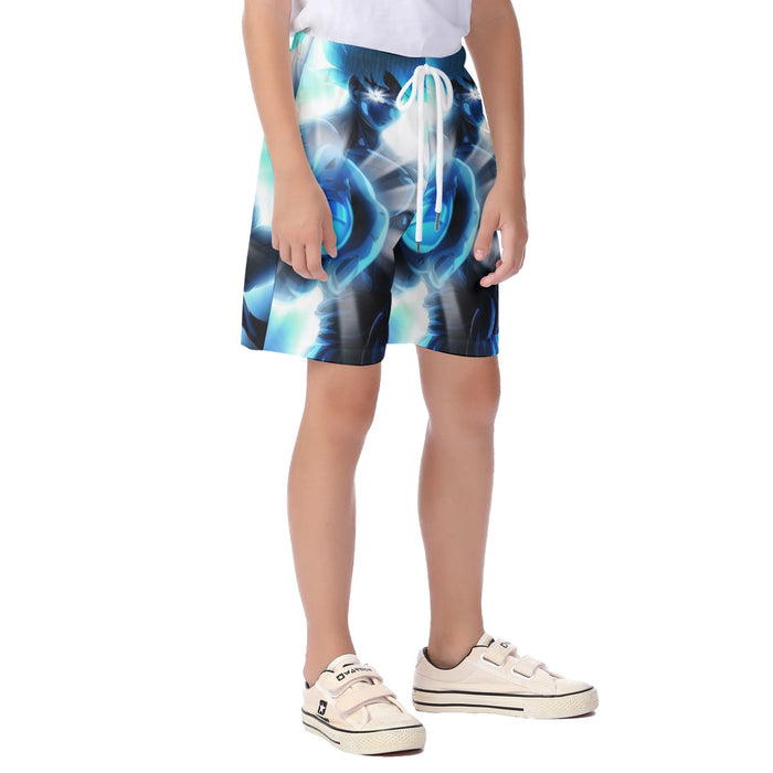 Dragon Ball Super Blue Son Goku Epic Ultra Instinct  Kid's Beach Shorts