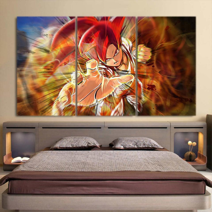 Dragon Ball Xenoverse Goku Super Saiyan Rose Burning 3pc Wall Art