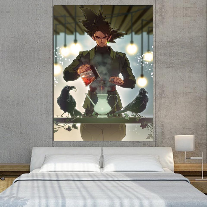 Goku Black Strong Villain Tea Time Fan Art 1Pc Canvas