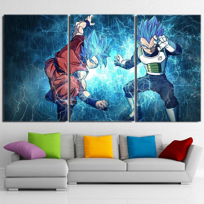 Dragon Ball Super  SSJ Blue Goku x SSJ Blue Vegeta Thunder Canvas