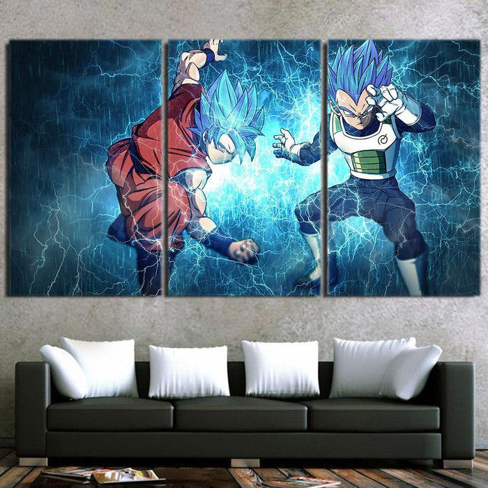 Dragon Ball Super  SSJ Blue Goku x SSJ Blue Vegeta Thunder Canvas