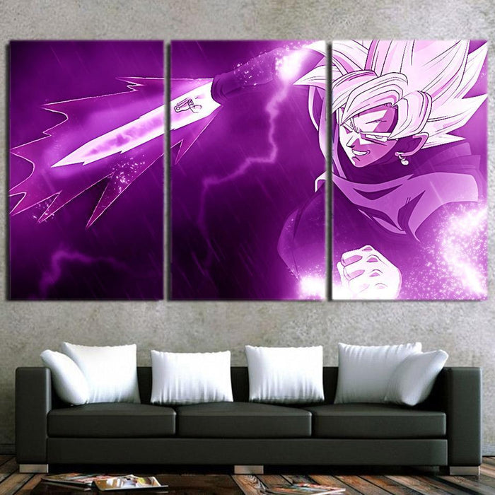 Dragon Ball Goku Black Sword Skill Vibrant 3pc Wall Art Canvas