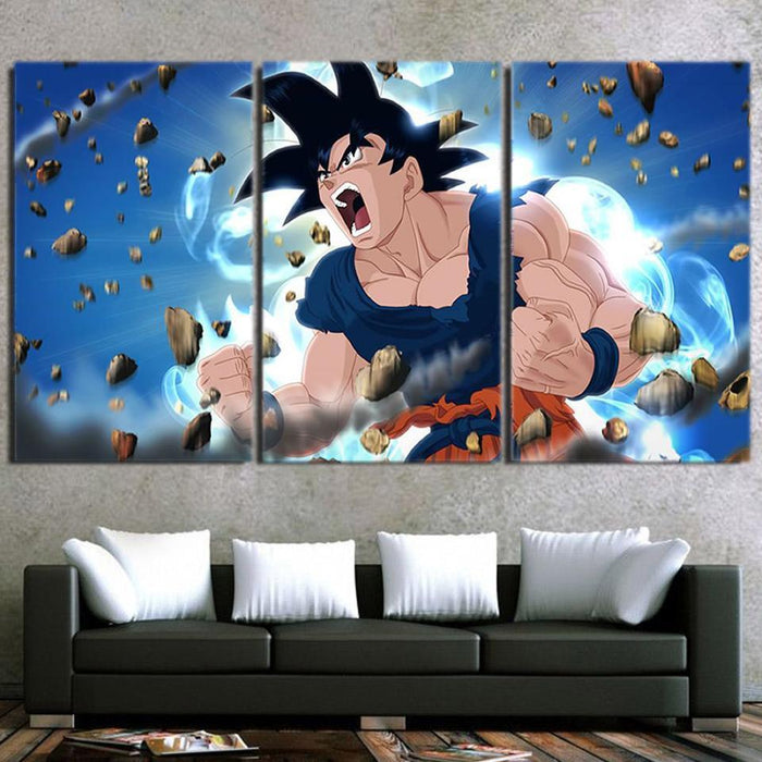 Son Goku Powerful Muscle Angry Fighting 3pc Wall Art Print