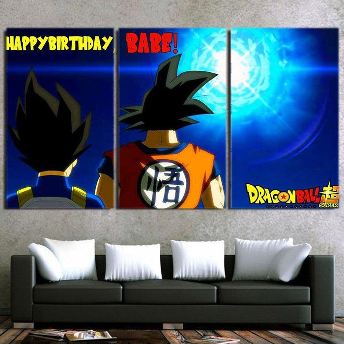 Goku And Vegeta Birthday Greetings Danger 3pcs Canvas