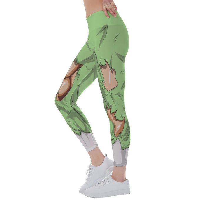 Dragon Ball Super Light Green Ripped Warrior Yoga Leggings — DBZ Store