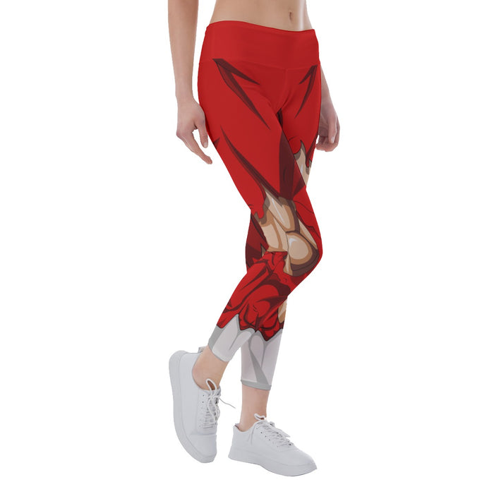 Dragon Ball Super Red Ripped Warrior Yoga Leggings