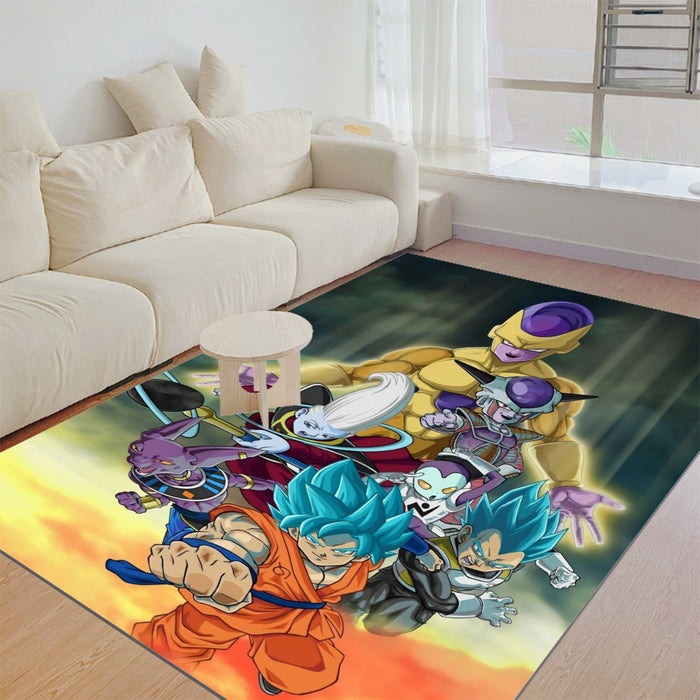 Dragon Ball Goku Vegeta Super Saiyan God Blue SSGSS Fight Villains Rug