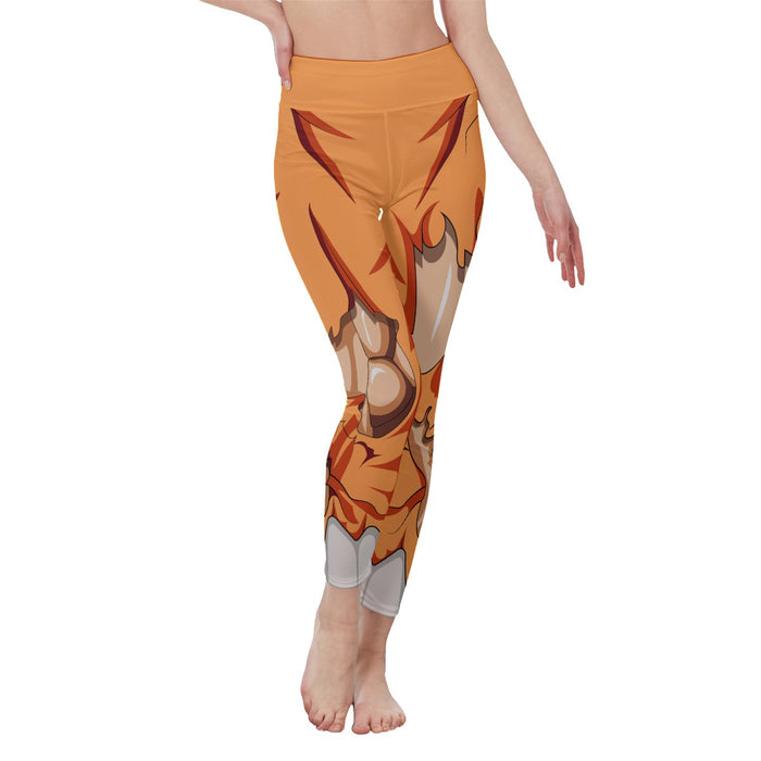 Dragon Ball Super Orange Ripped Warrior Yoga Leggings