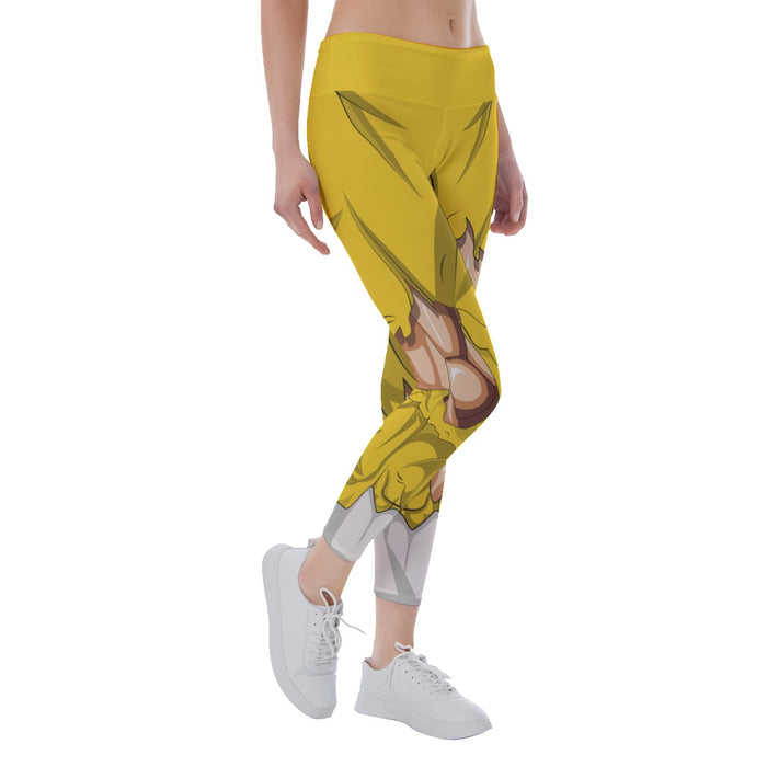 Dragon Ball Super Yellow Ripped Warrior Yoga Leggings
