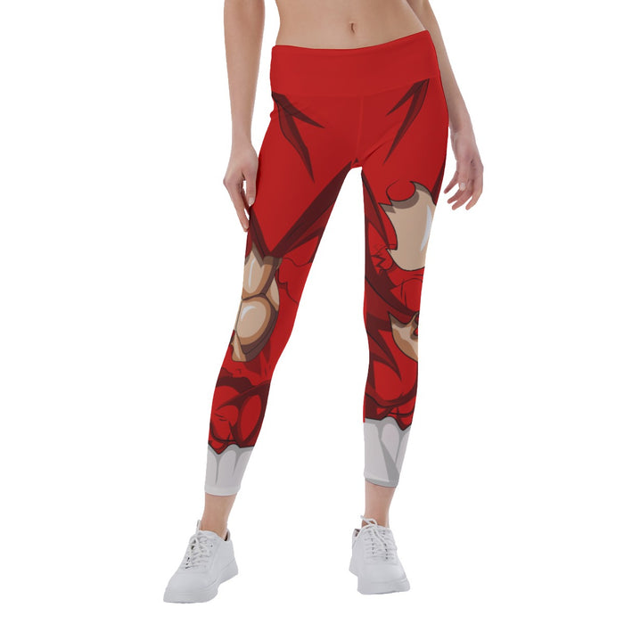 Dragon Ball Super Red Ripped Warrior Yoga Leggings — DBZ Store