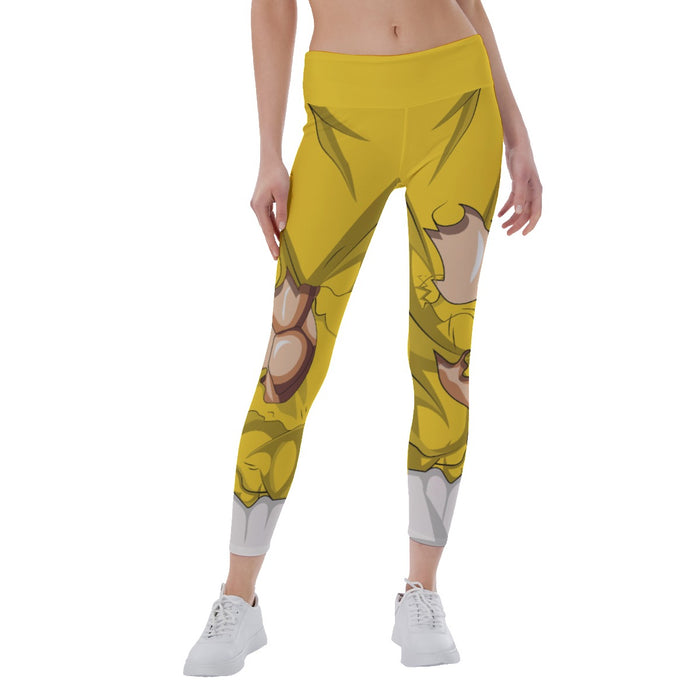 Dragon Ball Super Yellow Ripped Warrior Yoga Leggings — DBZ Store